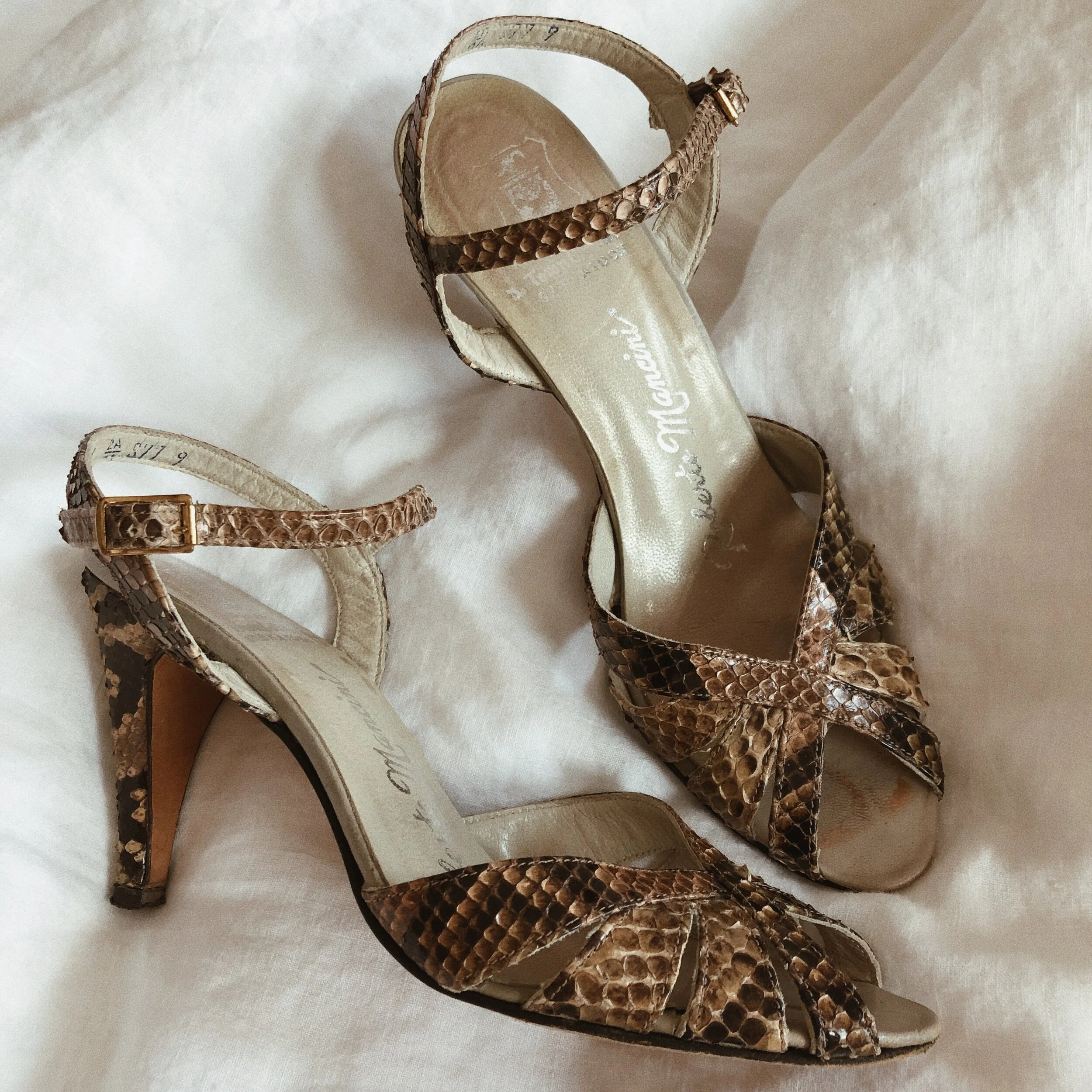 Vintage Snakeskin Sandals - 7