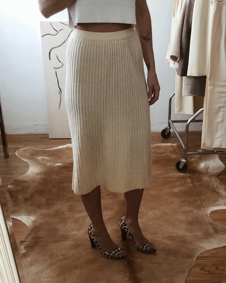 Ribbed Knit Pencil Skirt