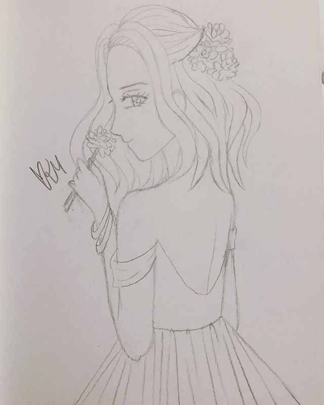 May Flowers🌸 Can&rsquo;t believe it&rsquo;s already almost June 😱 #artistsoninstagram #art #anime #pencilsketch #pencildrawing #flower #originalcharacter