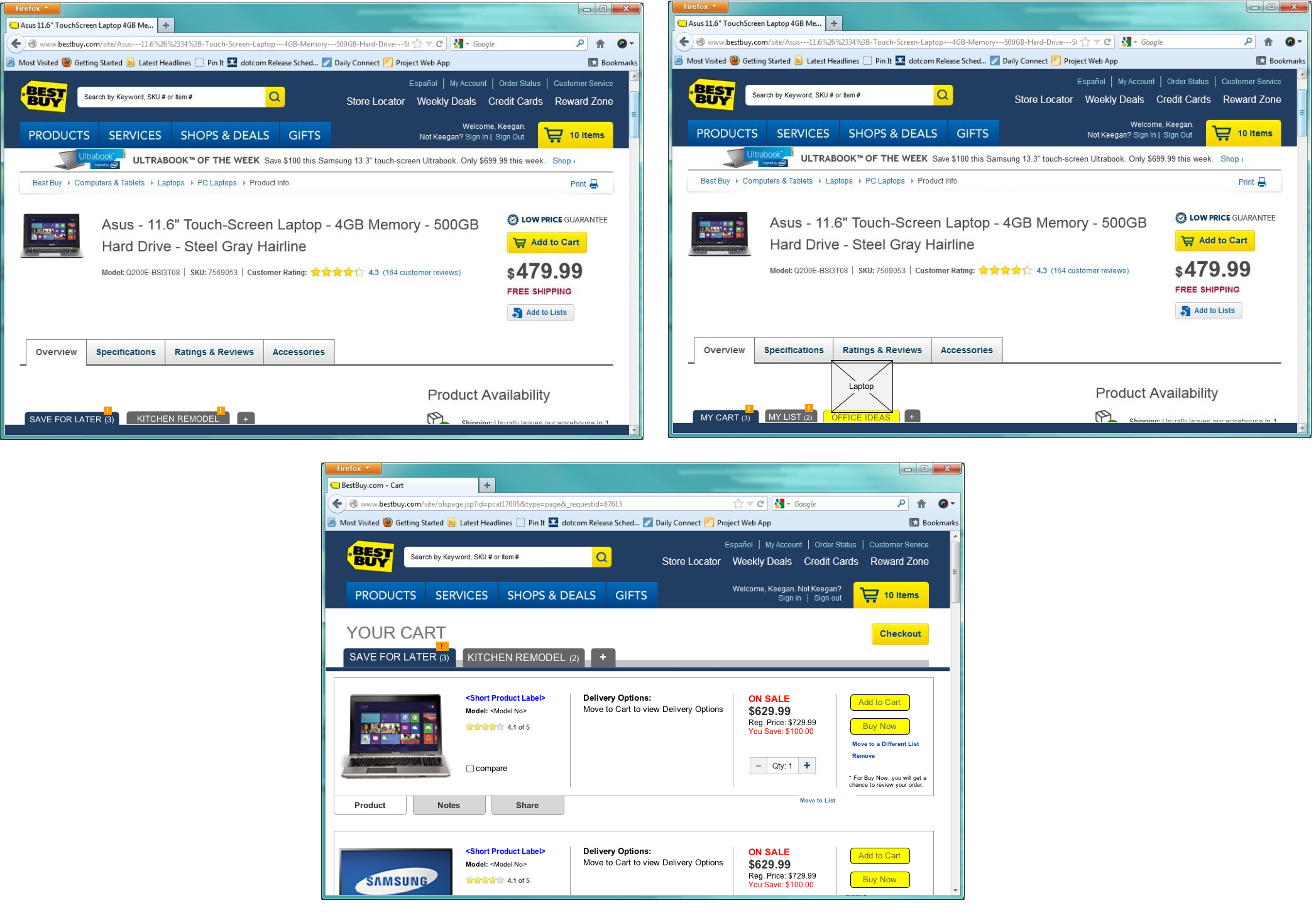Best Buy Save for Later Sticky Browser Concept