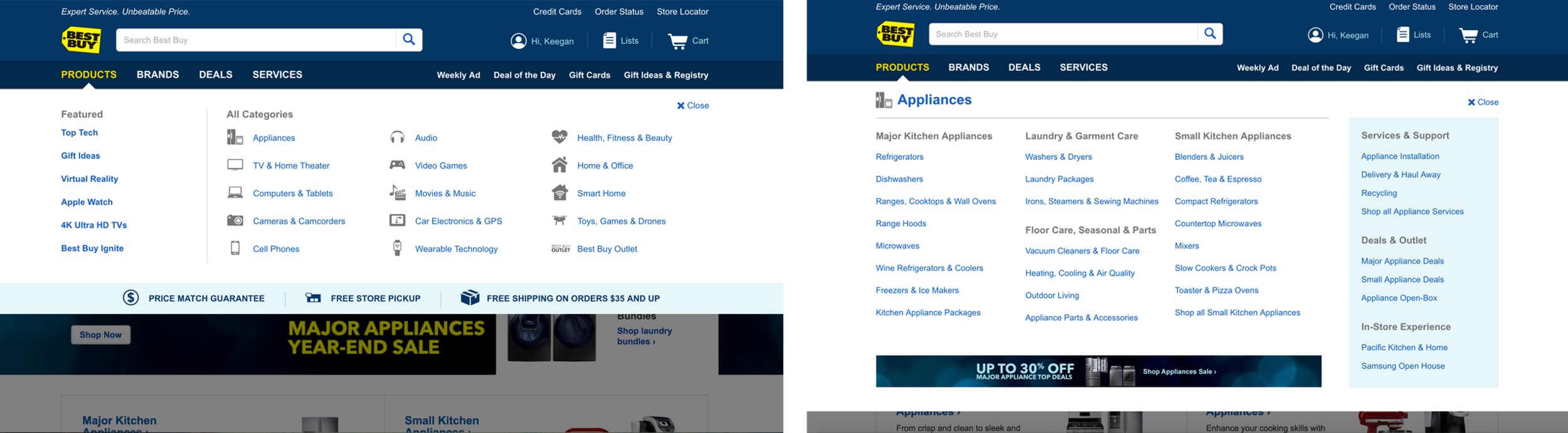 Best Buy Header & Global Navigation Design