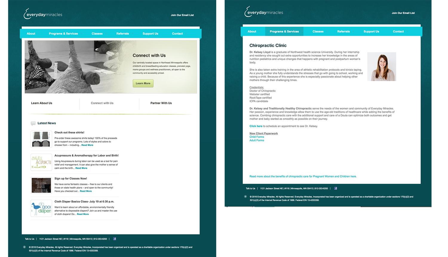 Everyday Miracles Old Website Design