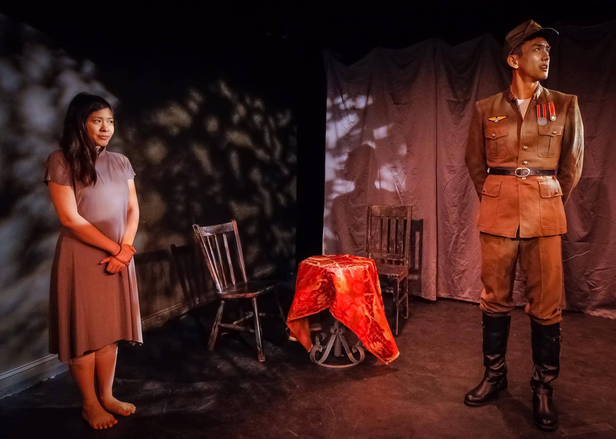 Paradise Factory (New York, NY): Meggy Hai Trang (L) as Daiyu and Mao Sun as Hideki in SAITAMA 埼玉 by Erik Champney. Photo by Bryan Cash.