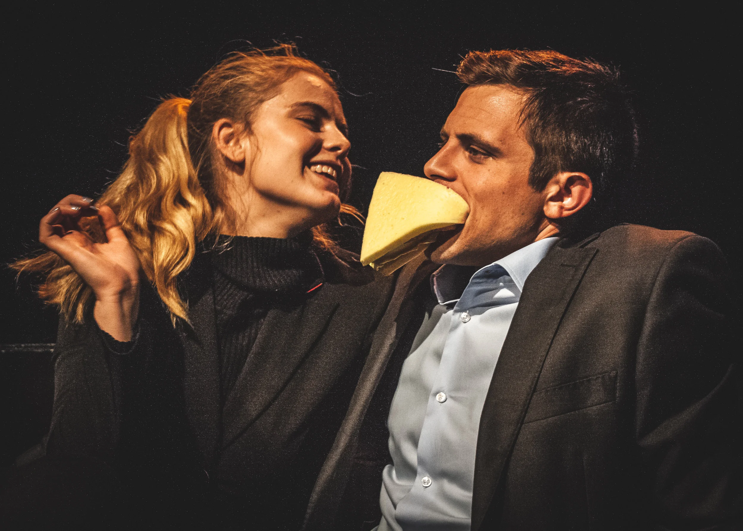 Ellie Gossage (L) as Philly and Richard Wingert as Henry in DEAD BRAINS by Erik Champney. Photo by Bryan Cash.