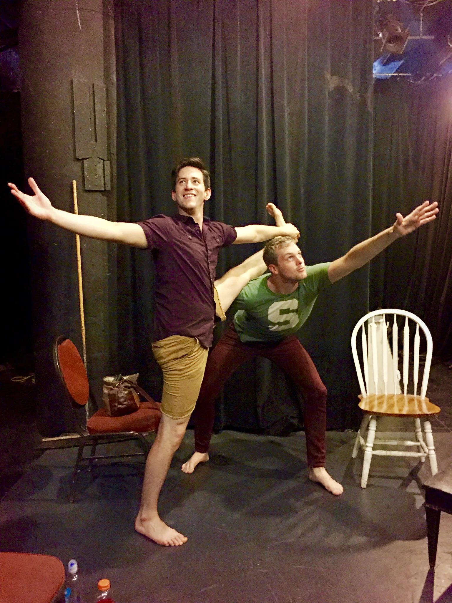 Max Meyers (L) and Chad Ryan take everything so seriously at BLANKETS AND BEDTIME: 3 RESTLESS PLAYS rehearsals.