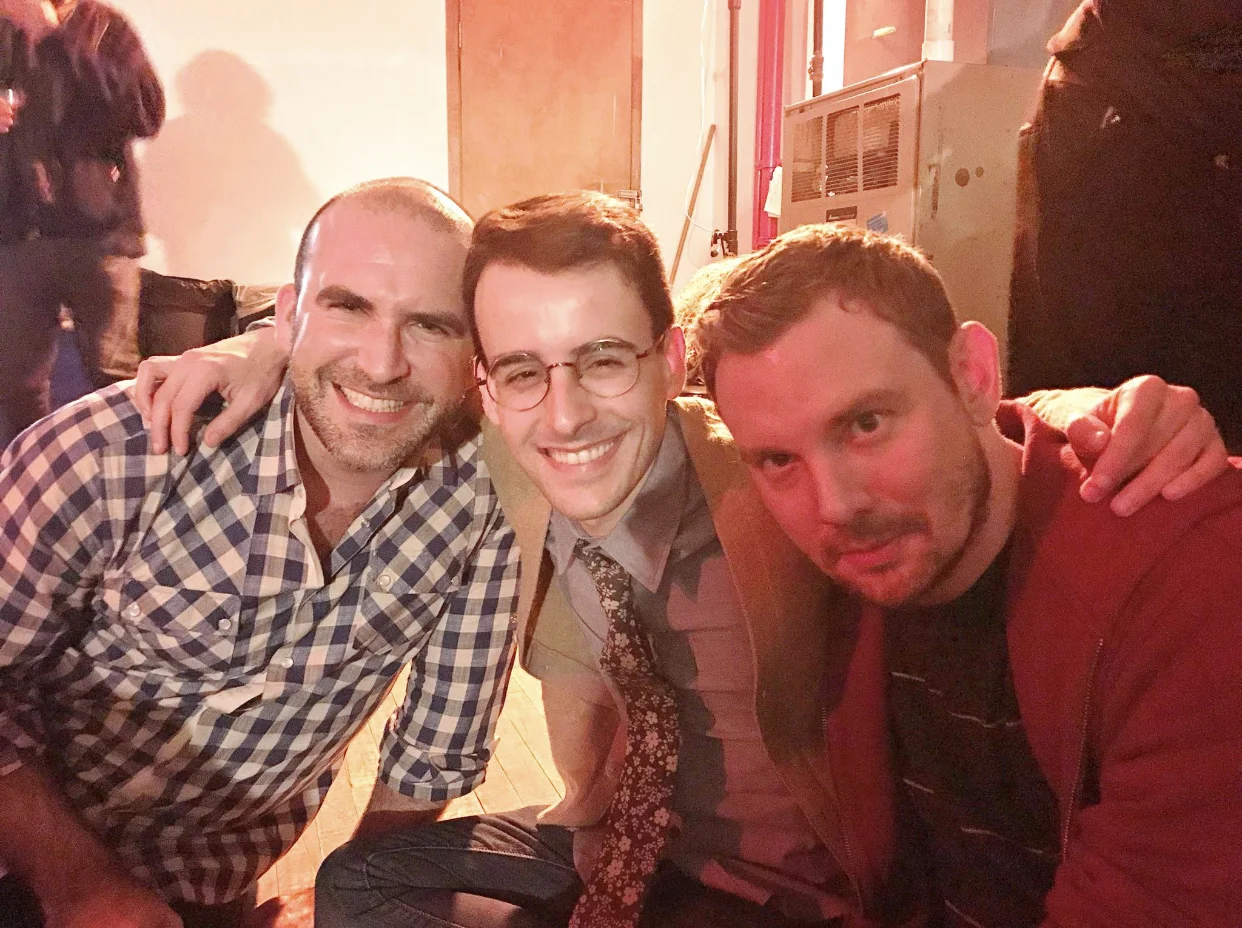 Director Shaun Peknic (L), Remy Germinario, and Erik Champney celebrate LEGACY.