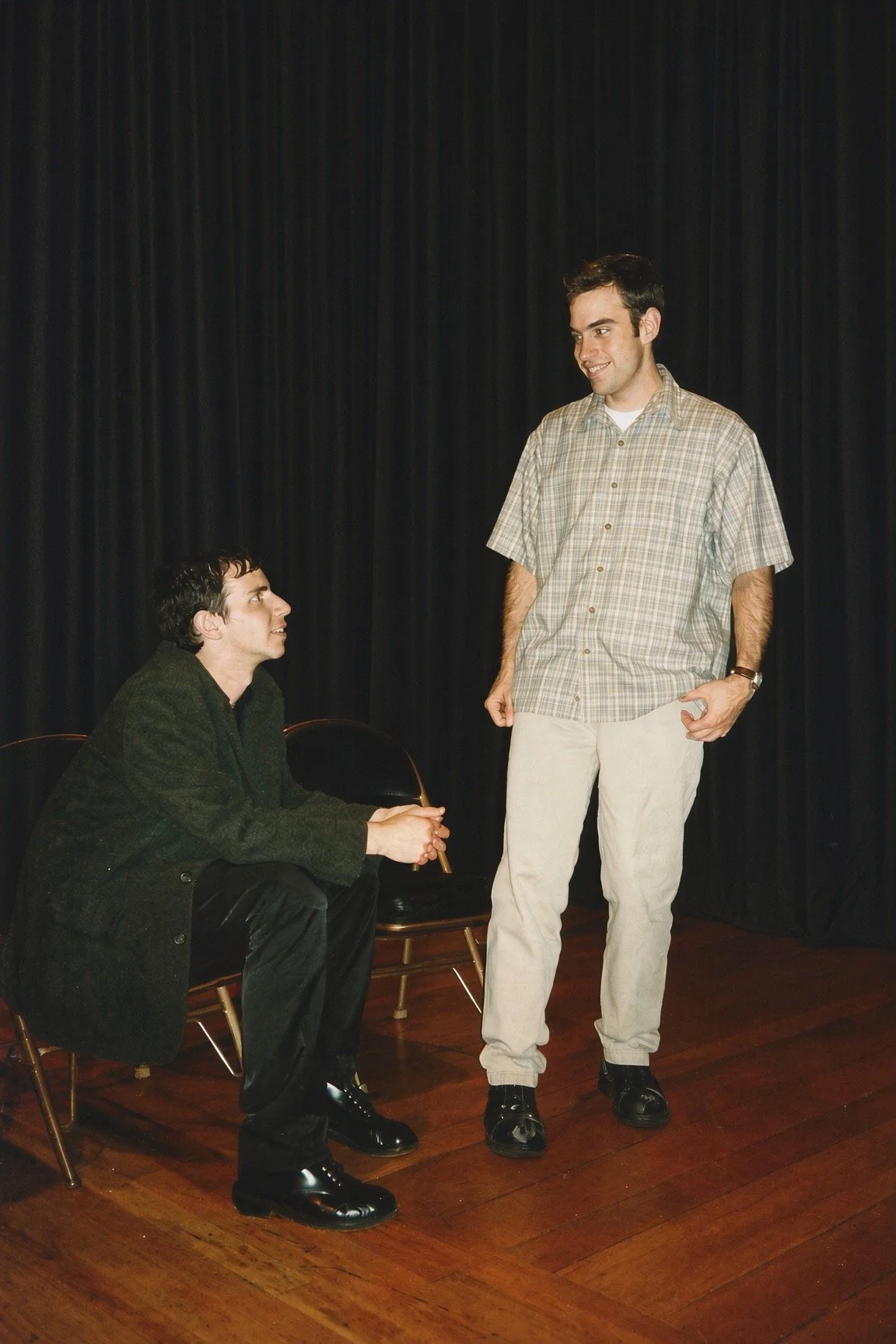 Bay Area Playwrights Festival (San Francisco, CA): Brian Erlich (seated) as Henry and Kenny Shults as Corey in DEAD BRAINS by Erik Champney. 