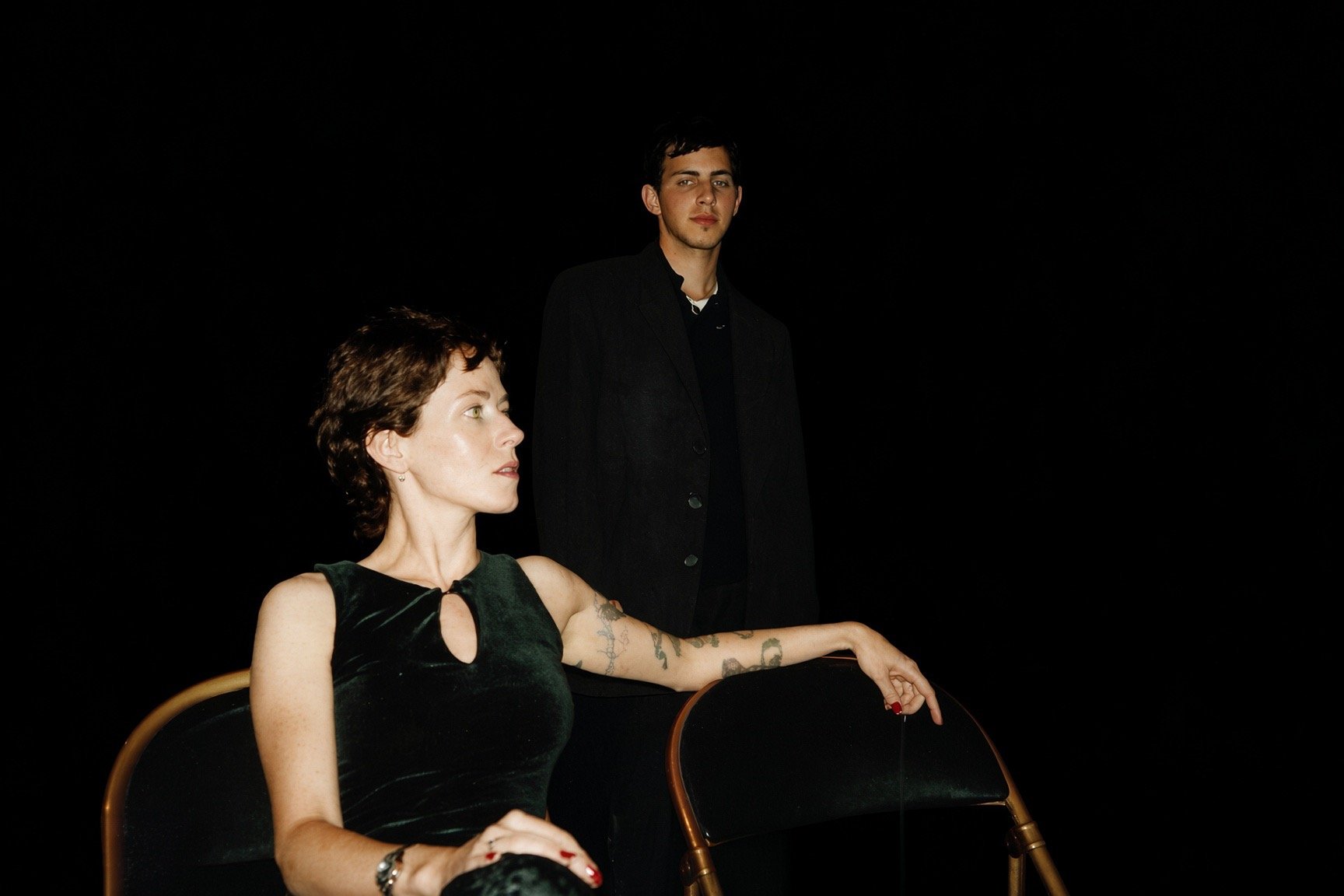 Bay Area Playwrights Festival (San Francisco, CA): Stacey Jackson (seated) as Philly and Brian Erlich as Henry in DEAD BRAINS by Erik Champney. 