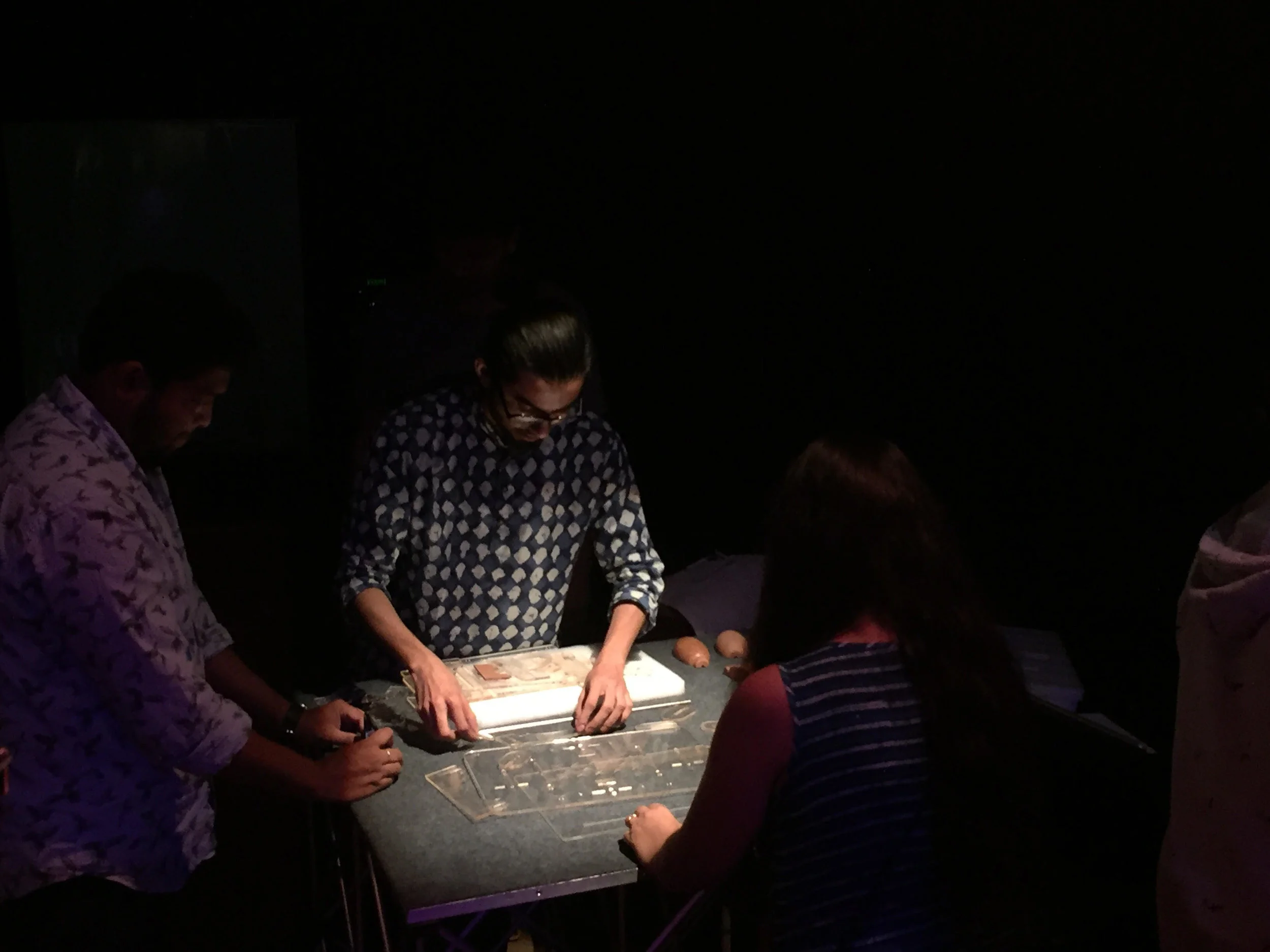 Sanket Jadia installs his work.