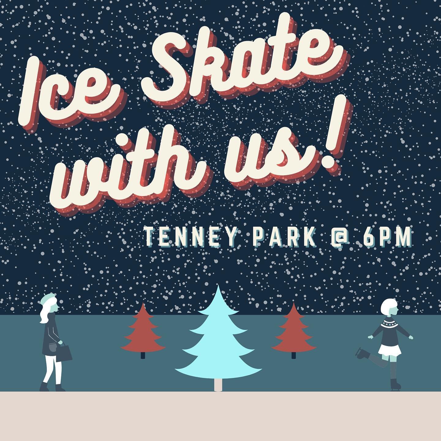 ⛸🥶❄️ Tomorrow!!! The good news is there will be a high of 19 😂 Make sure to layer up and join us Friday at 6pm at Tenney park. The cost to rent skates is $6 for the first hour and $2 for an additional hour. Message us if you need a ride or more det