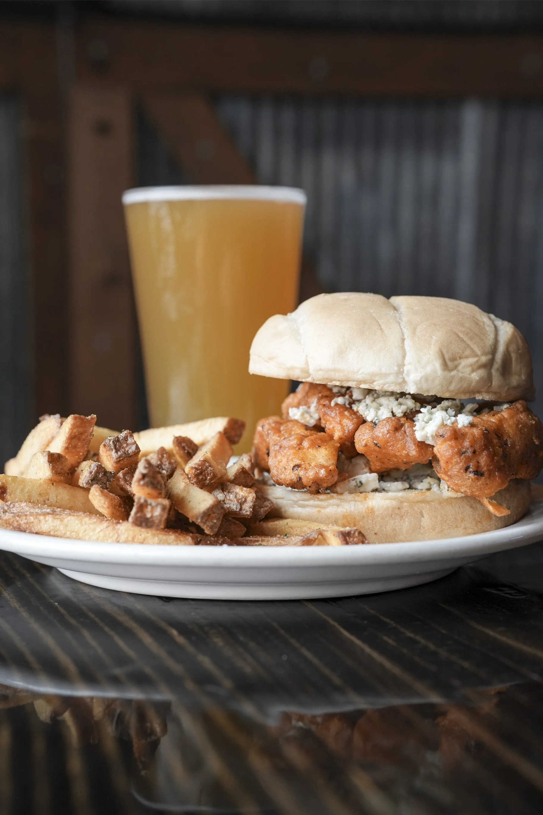 Buffalo Bleu Barnwich with crispy buffalo chicken strips and bleu cheese crumbles at Old Barn Restaurant near Lanesboro and Preston, Minnesota