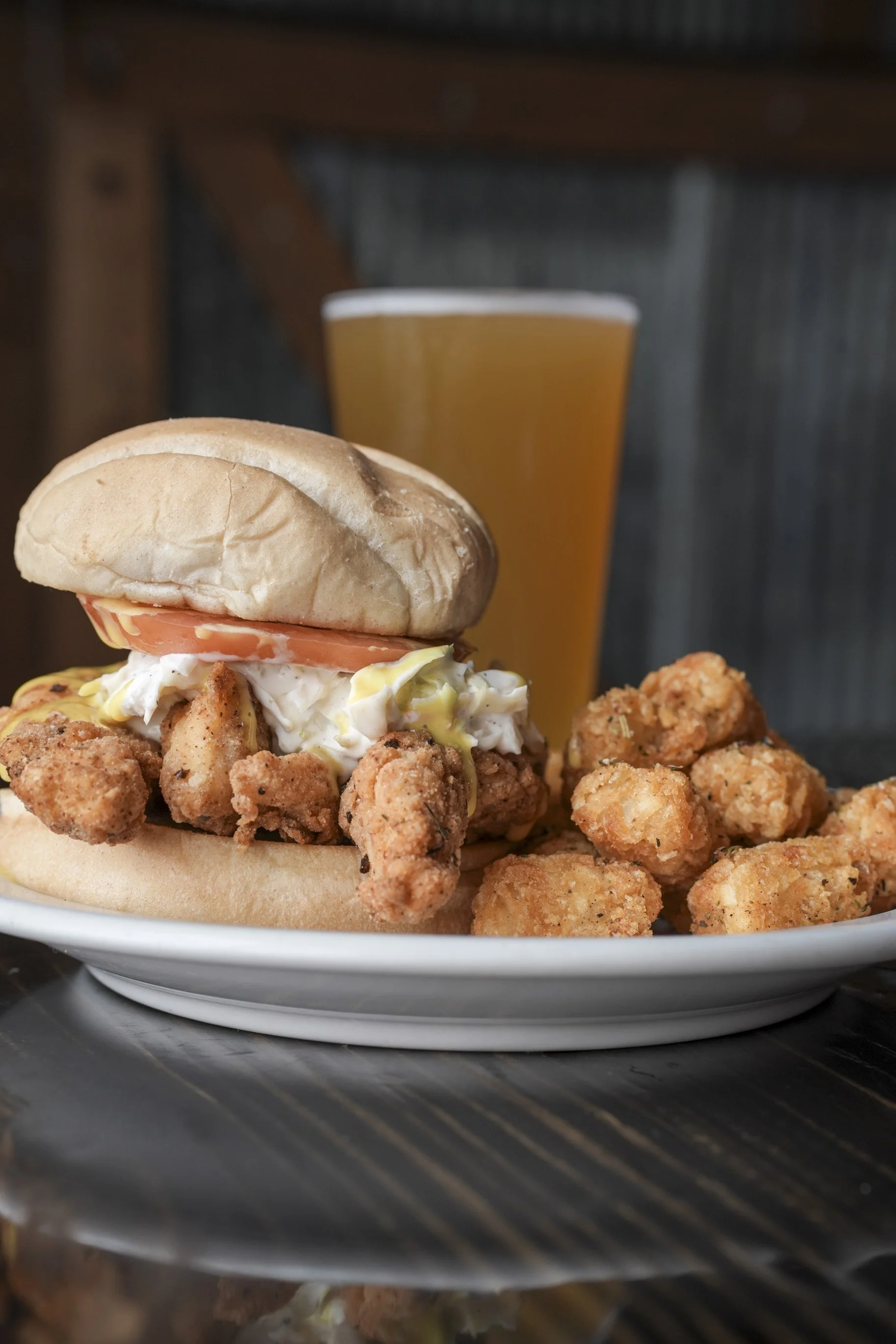 Chicken Strip Mary sandwich with crispy chicken strips, creamy slaw, tomato and honey mustard at Old Barn Restaurant in Southeast Minnesota
