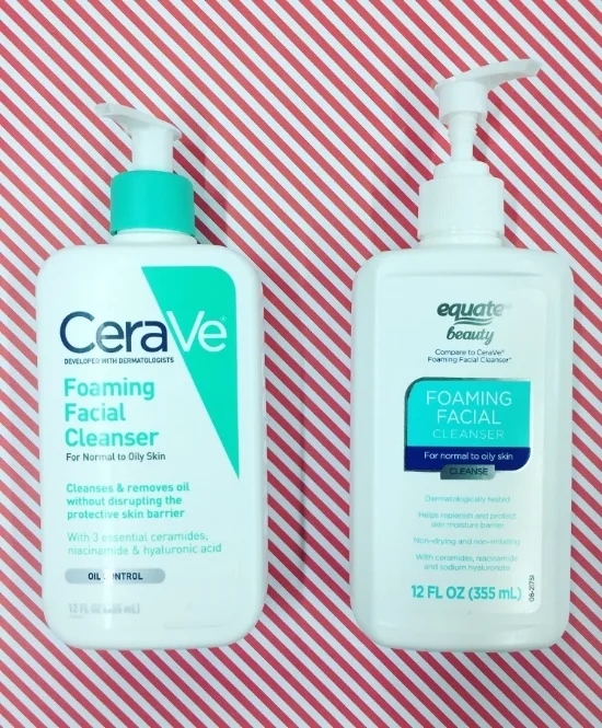 CeraVe Foaming Facial Cleanser v. Equate Beauty Foaming Facial Cleanser