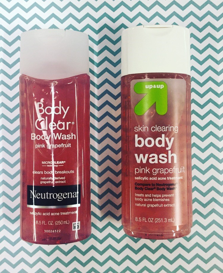 Neutrogena Body Clear Body Wash Pink Grapefruit vs. Up&Up Skin Clearing Body Wash