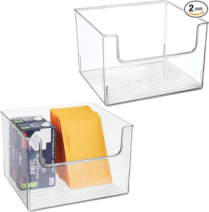mDesign Modern Plastic Open Front Dip Storage Organizer Bin Basket for Home Office Organization - Ligne Collection