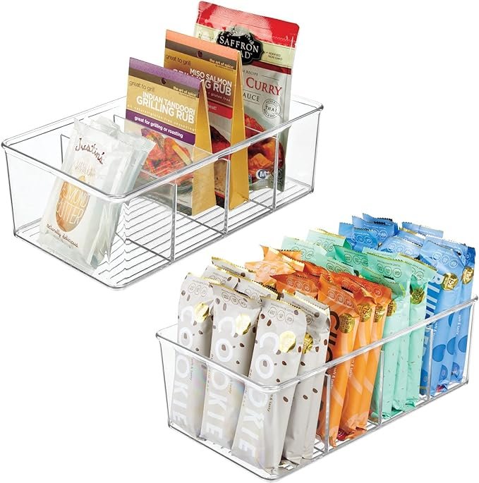mDesign Plastic 4-Section Divided Organizer Bins - Ligne Collection