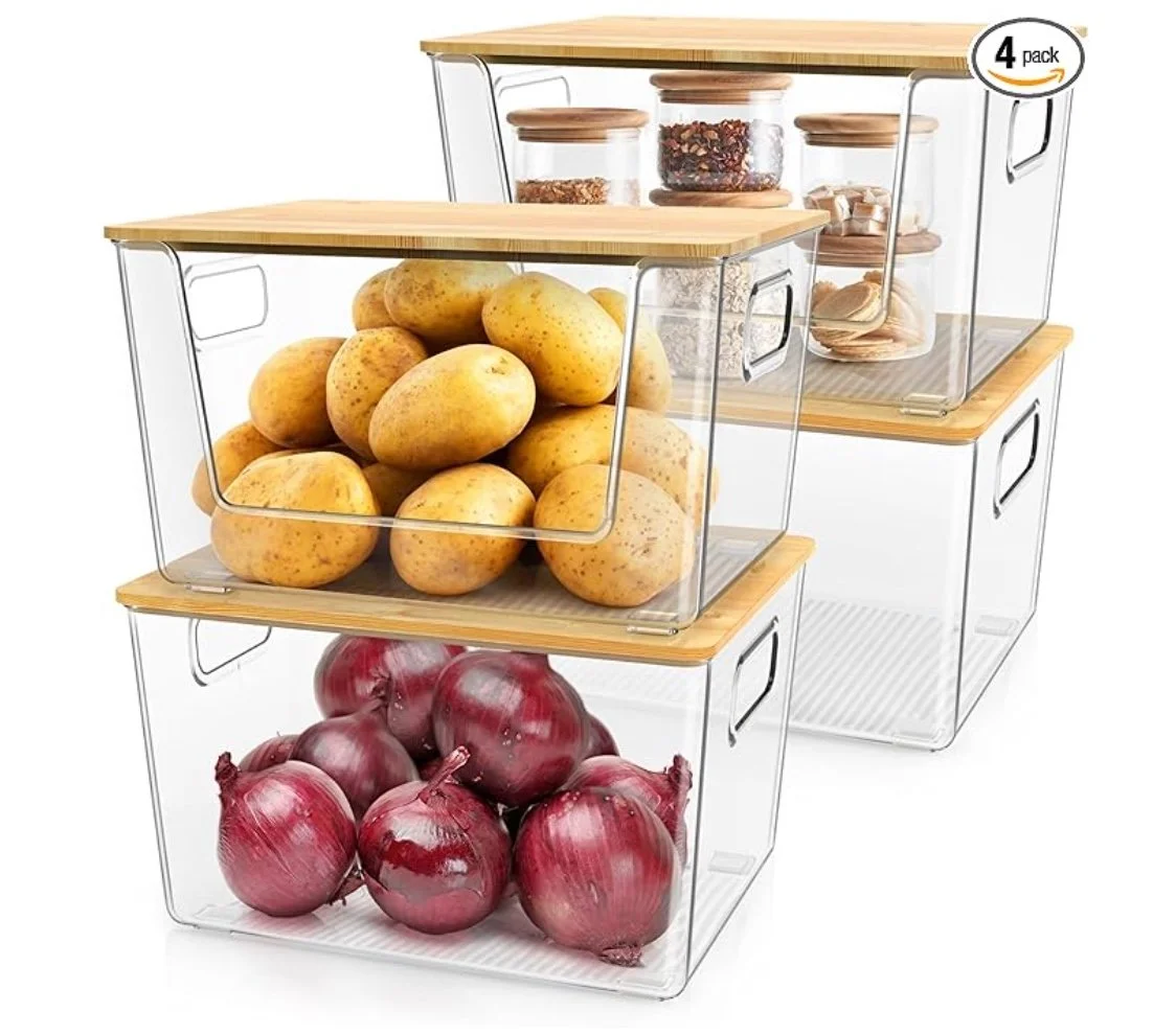 Stackable Storage Bins for Pantry - Set of 4