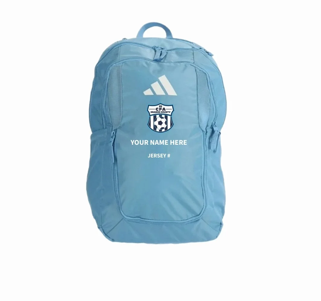 adidas backpack for soccer Defender 5 with Premier Custom Number resistant base helps keep your gear dry. CFA OC Light Blue Adidas