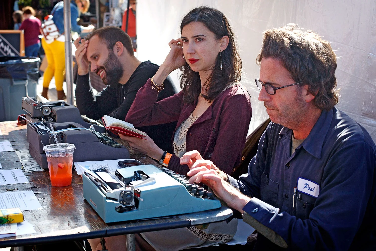 Dave, Kathleen Rooney, and Eric Plattner , 2014 Randolph Street Market. Photo: Taylor Glasscock/Chicago Tribune