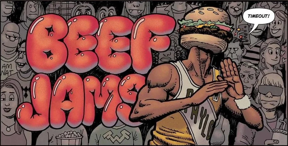 from BEEF JAMS: "Timeout" on VICE. Art by Greg & Fake.