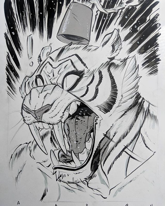 Sabretooth Swordsman by @aaronconley77 
This commission turned out so dope. Check out the book &quot;Sabretooth Swordsman and the Mayhem of the Malevolent Mastadon Mathematician&quot; if you want to groove on it.

#sabretoothswordsman #comics #c2e2 #