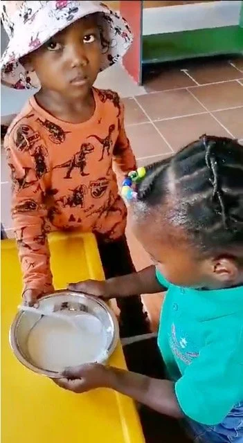 First Breakfast at Sophie’s Creche with New Bowls!