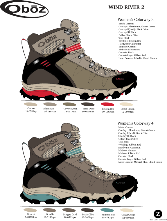 Oboz Women's hiking boot colors.