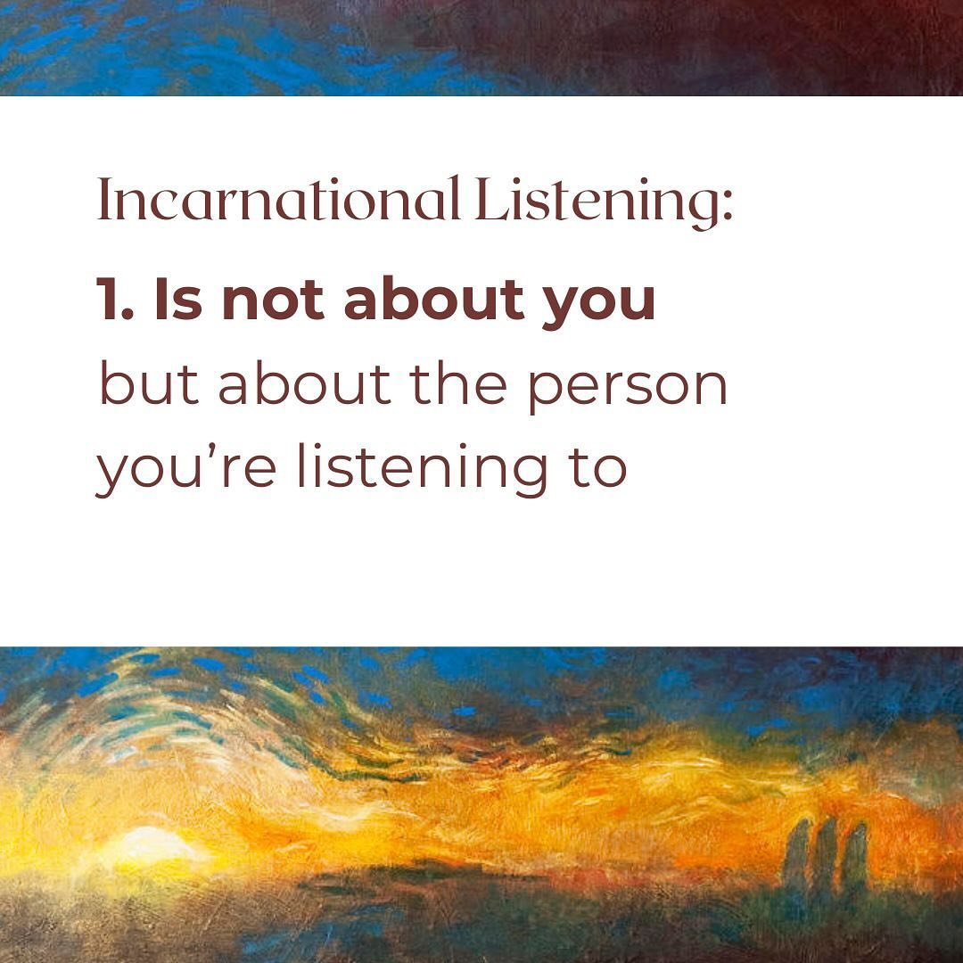 One of the ways we love one another is by listening to one another.

In the story of two travelers encountering the risen Jesus in the midst of their disappointment in Luke 24:17-24, we learn from Jesus how to patiently listen to others through incar