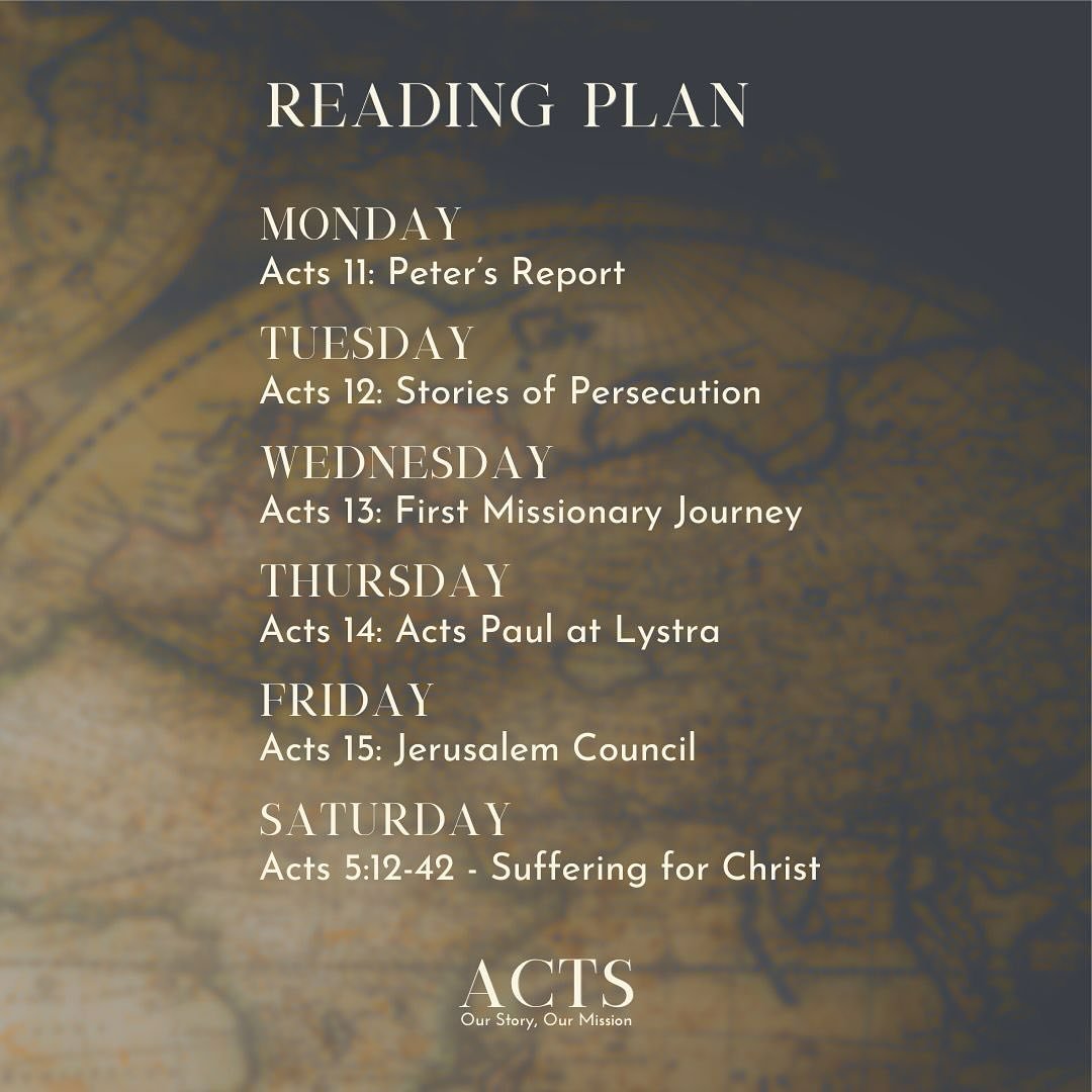 This week we are getting into the word by looking at the next five chapters of Acts,  seeing the persecution increase, Paul&rsquo;s first missionary journey, and the Jerusalem Council.