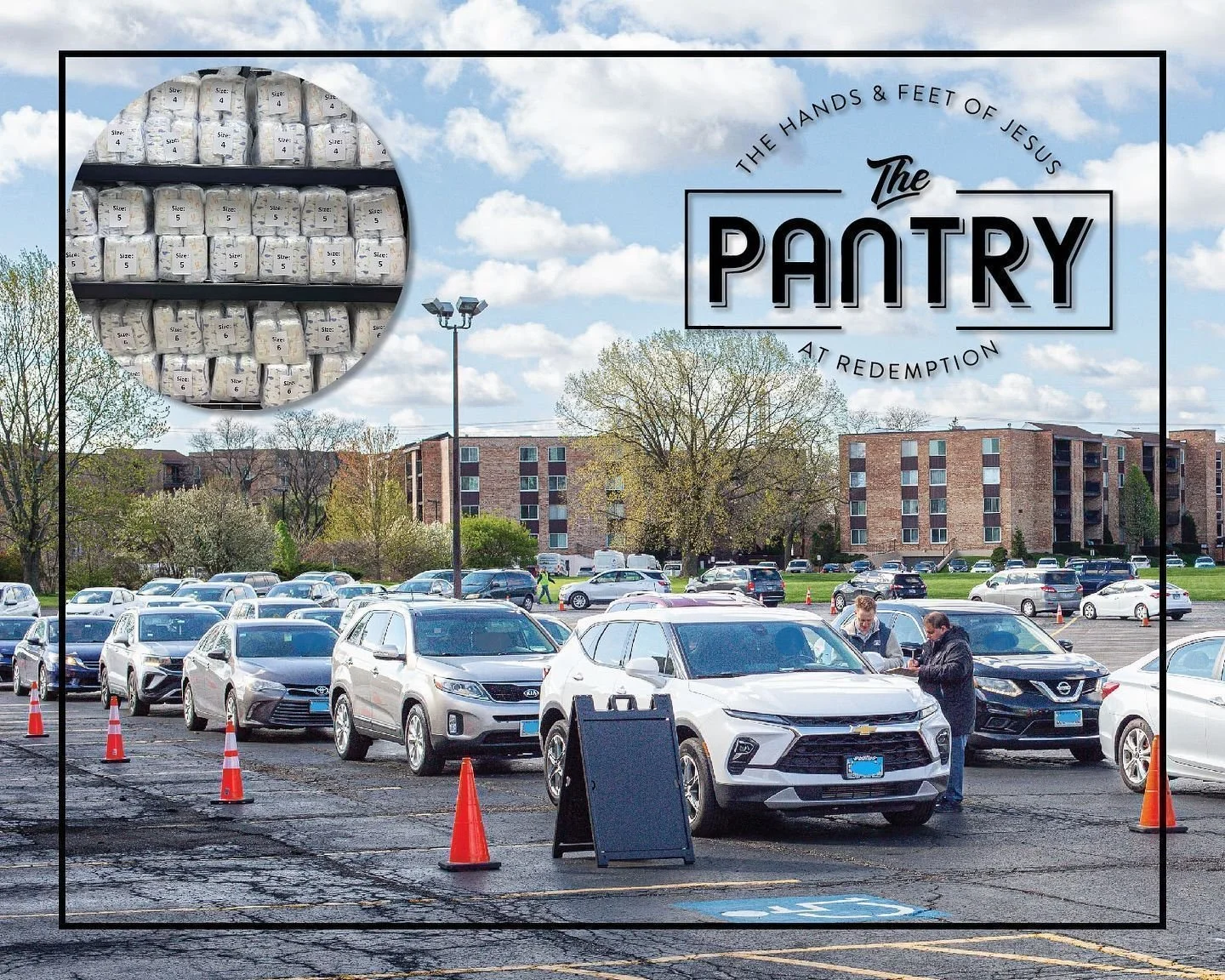 Next Saturday 5/16 we'll be hosting The Pantry, a monthly ministry serving caregivers in our community, and we need volunteers! We provide baby supplies (diapers, clothes, toys, books, formula, etc) via a drive-thru model to those in need. We'd love 