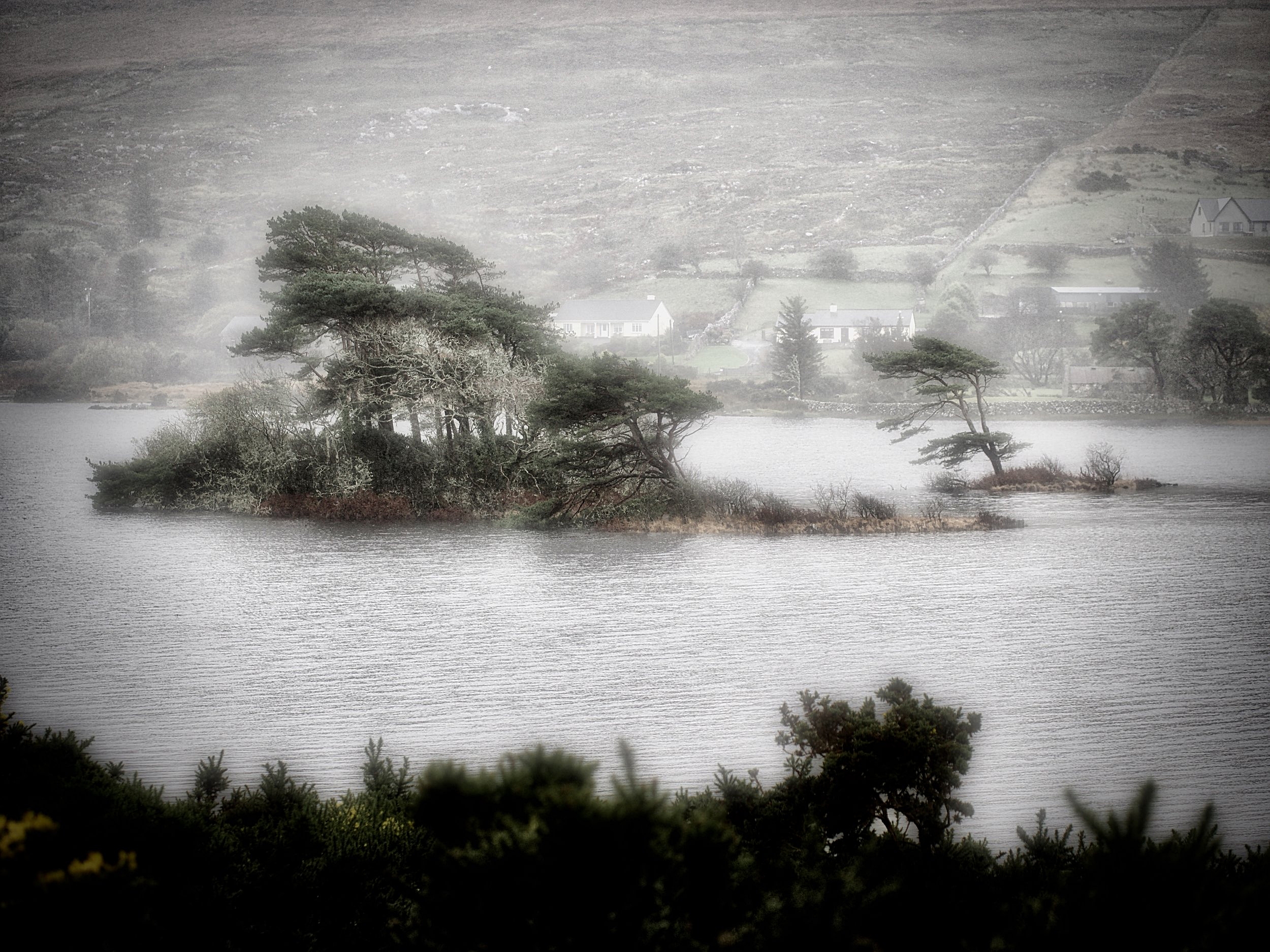 Island family in rain