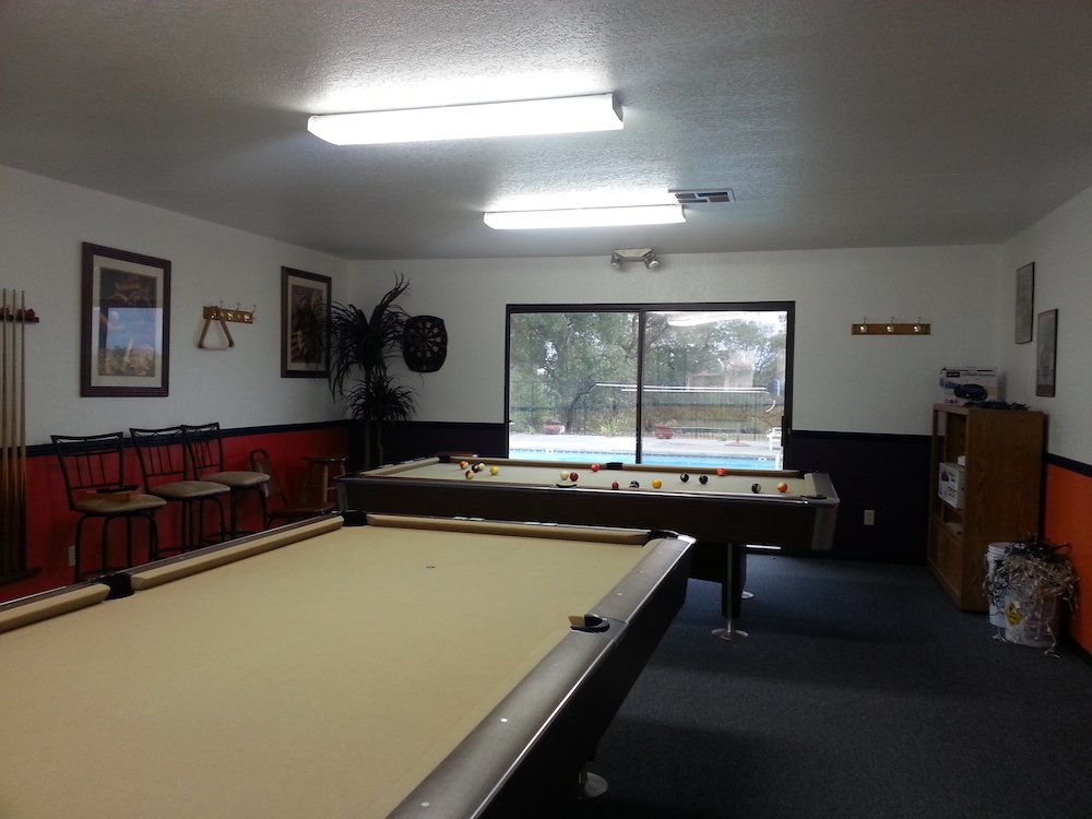 Billiard & Pool Room overlooking the Swimming Pool area