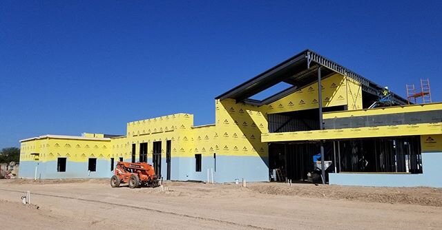 Our team are continuing to make great progress on the Kickapoo Tribe of Texas (KTTT) 11-acre Education Complex. We are finishing up the exterior on all three building and getting ready to move into the interiors. 
On the civil side &ndash; the street