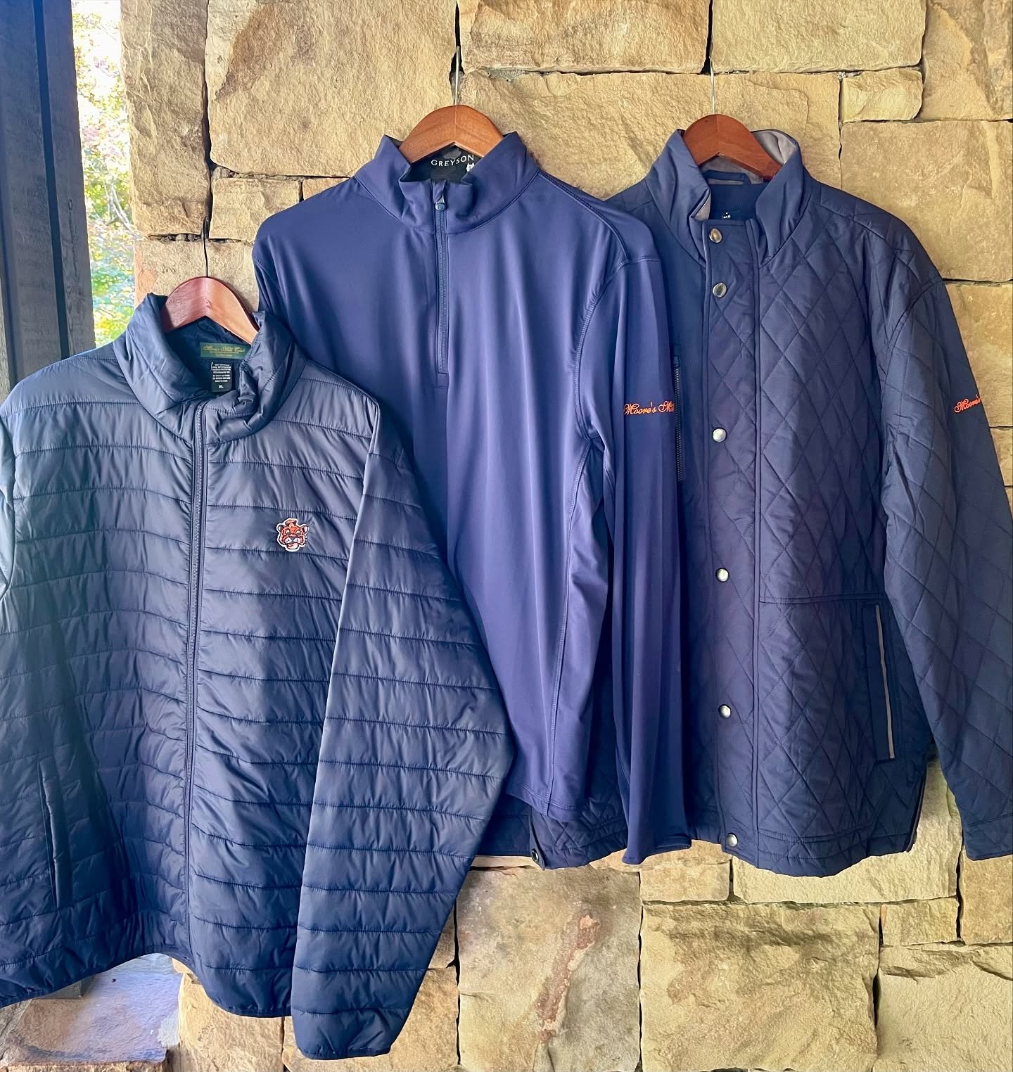 Game Day is going to be CHILLY! 🥶 

We&rsquo;ve got you covered (literally😉) in the MMC Golf Shop with these new warm and comfortable Navy Blue Jackets. 

Pair them with one of our Vintage Auburn Logo Hats that are officially BACK IN STOCK! 🐅

Get