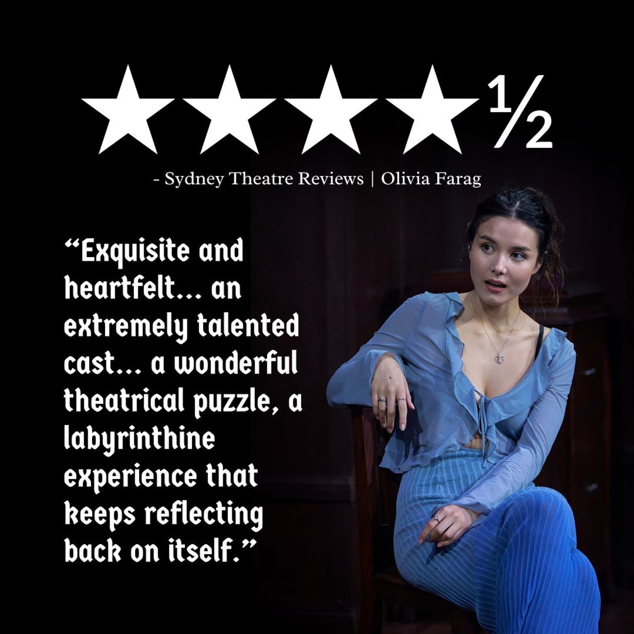 4.5 stars from from Sydney Theatre Reviews 

&ldquo;As the story spiralled I found myself utterly absorbed, hand to mouth at the impending cliffhangers.&rdquo; - Olivia Farag for Sydney Theatre Reviews

TWO weeks to go! Book now at link in bio ⬆️.

F