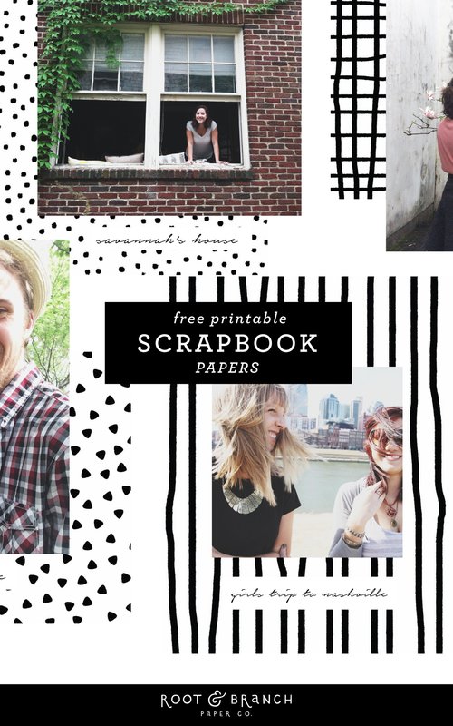 Free Printable Scrapbook Papers: Black and White Prints — Root & Branch  Paper Co.