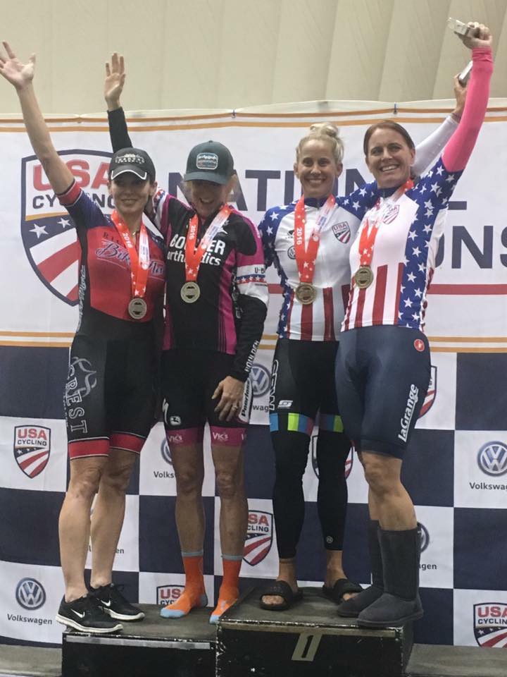 Elise Traylor wins Masters National Titles in Team Sprint and Team Pursuit on the track in Colorado Springs!