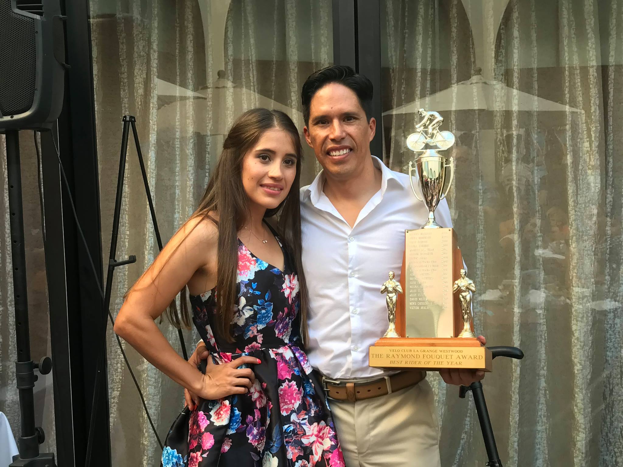 Stu Press Most Improved Racer award winner Lizbeth Urmas with Raymond Fouquet Trophy winner Victor Ayala.