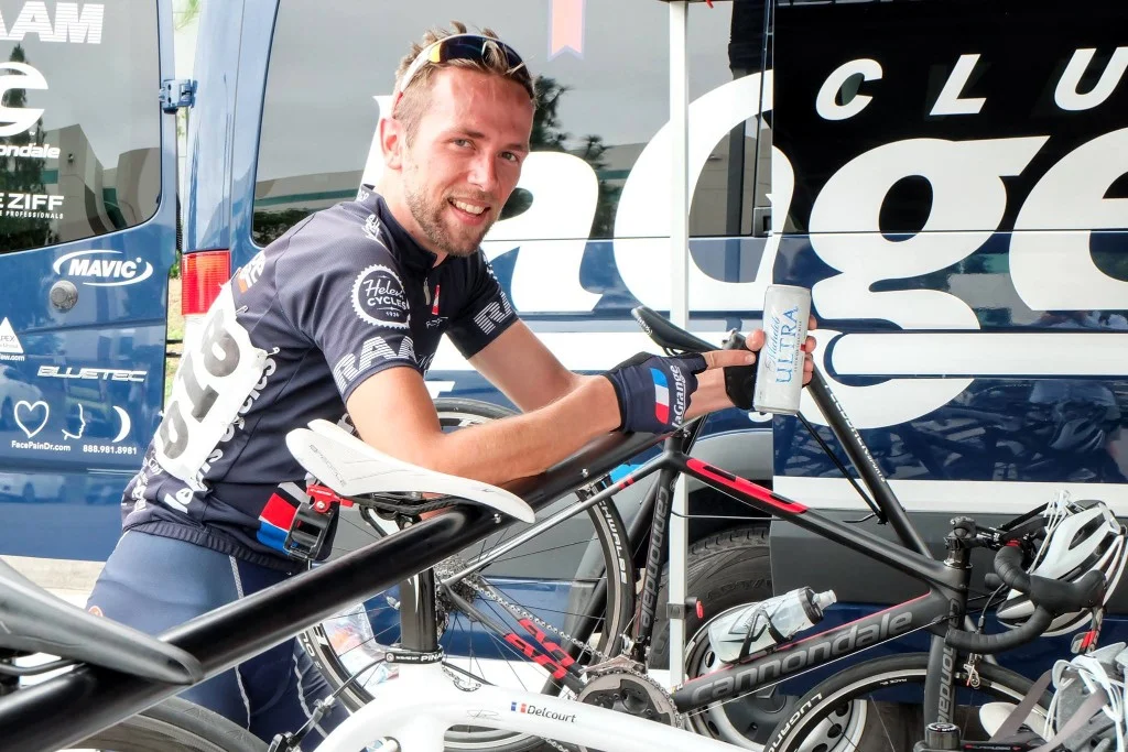 Matthieu Delcourt racing bike and living that Ultra Life at the CBR criterium in Dominguez Hills.