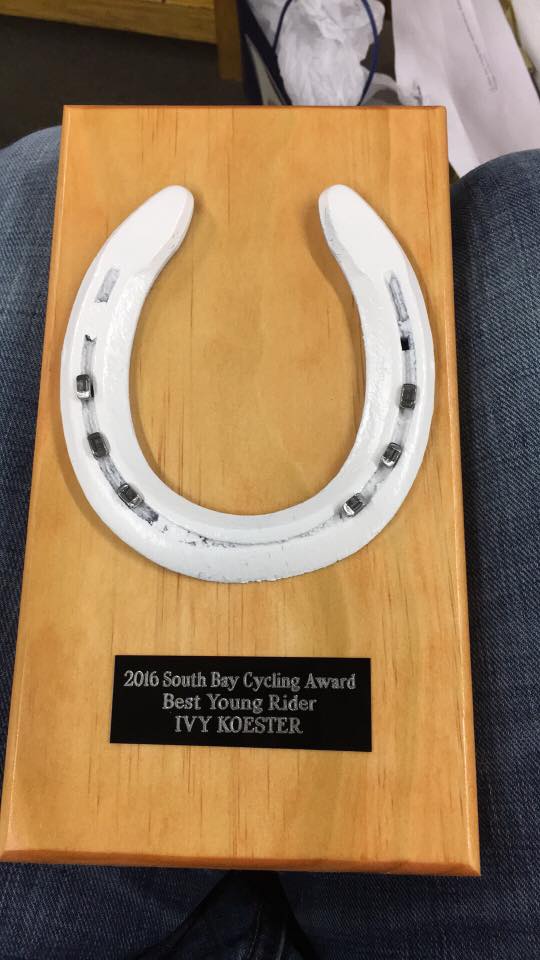 Ivy Koester wins Best Young Rider at the South Bay Cycling Awards!