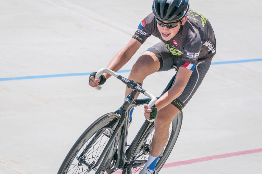 Ari Elkins at the La Grange Cup 500M at Encino Velodrome.
