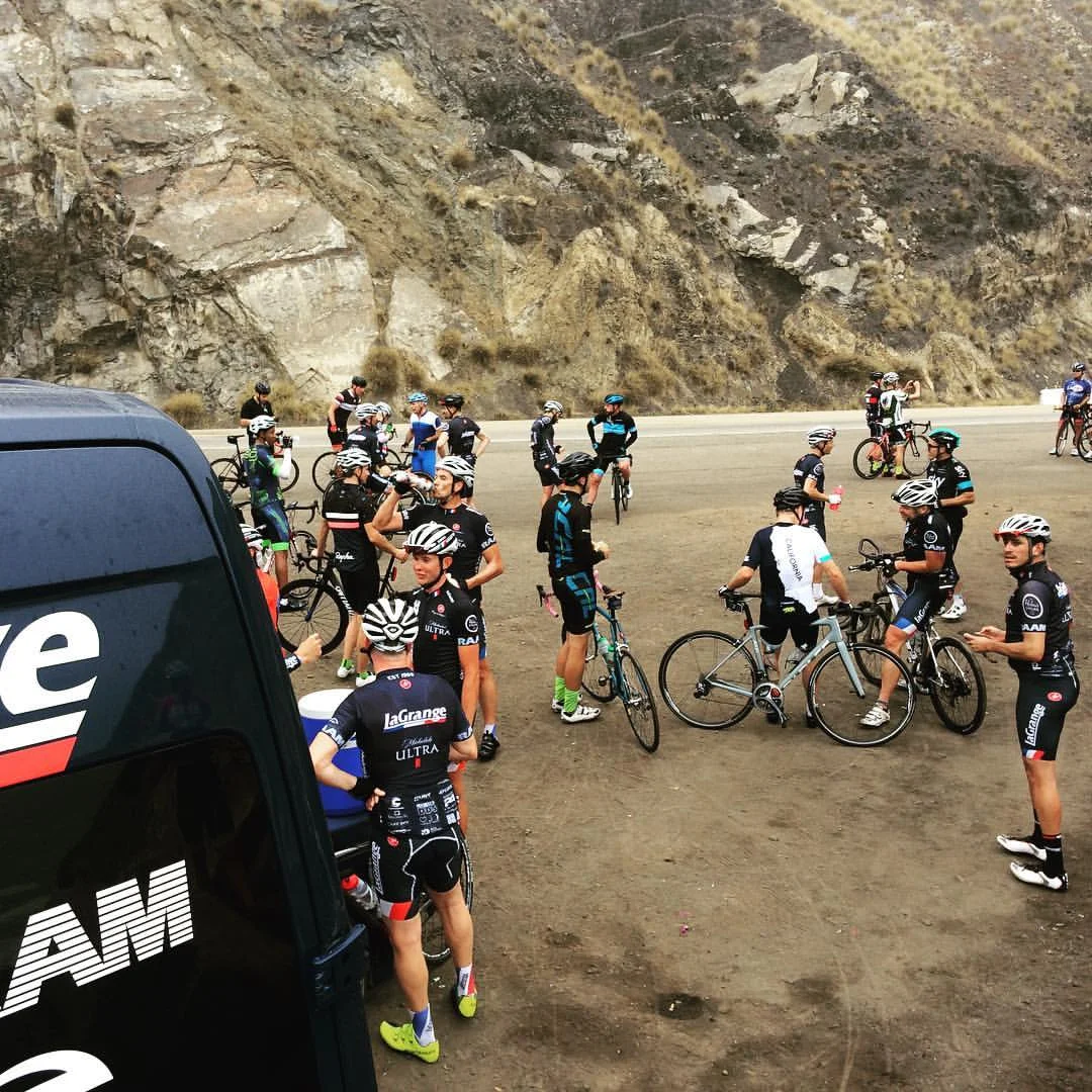 Louis Bianco and the La Grange van providing feed zone support for the Helen's Cycles monthly group ride, this time nonstop to The Rock from Santa Monica!