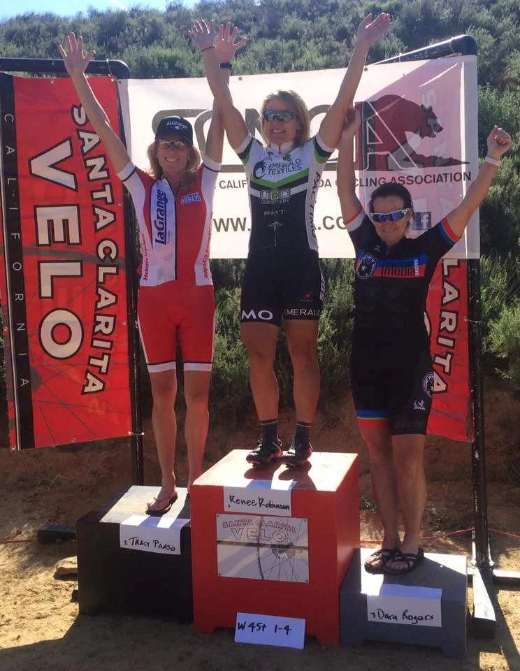 Tracy Paaso with a 2nd place finish in the 45+ Castaic Lake Road Race.