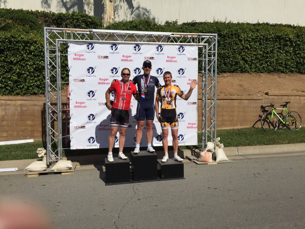 Peter Mundt atop the podium in the 4/5 race at the Roger Millikan Memorial Criterium.