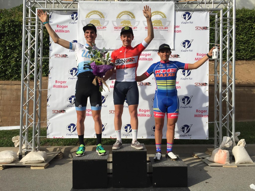 Sean Burkitt in the Cat 2 SoCal Cup overall leaders jersey.