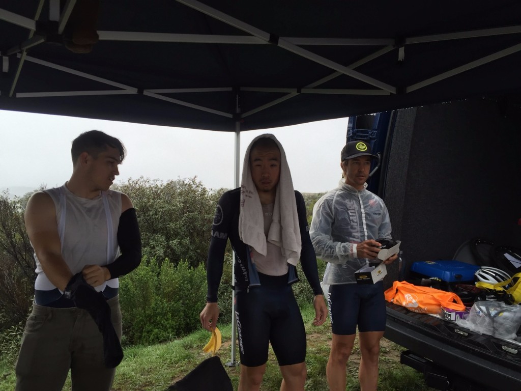 The team tent saw a lot of use on Saturday.