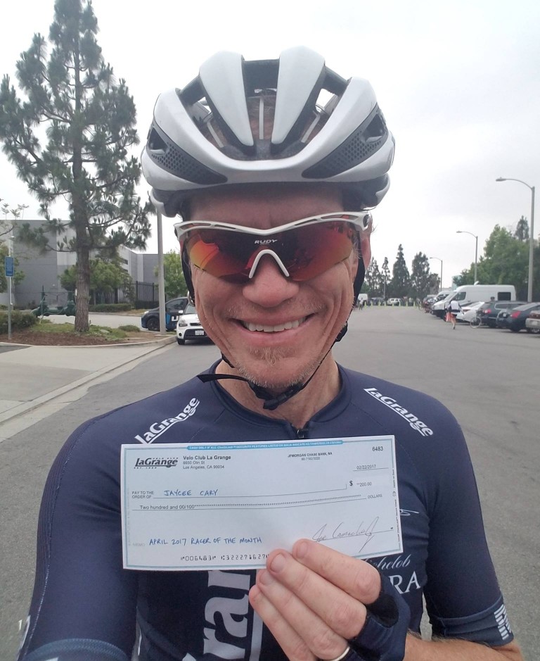 Jaycee Cary not only designs socks and kits (you DO know he co-designed the Nichols kit, right?) but he also wins races. BIG races! April saw Jaycee win the Masters B Tour of the Gila, and you got to read all about it in last month's La Voix!