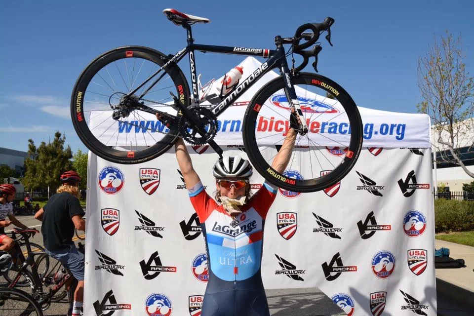 Kate Wymbs after the April 2 CBR Criterium: "So grateful to Seth Davidson for getting the fields sizes UP and turning the intensity ON, shelling out $50 primes for 20 straight laps! Fastest CBR I've ever done - it felt more like a Track Tempo race - and I got to do it on my newly built up LG CRIT BIKE! Vive La Grange! Vive Cannodale! Vive Helen's Cycles! Vive Bonk Breakers! Vive Castelli! Vive Seth Davidson!"