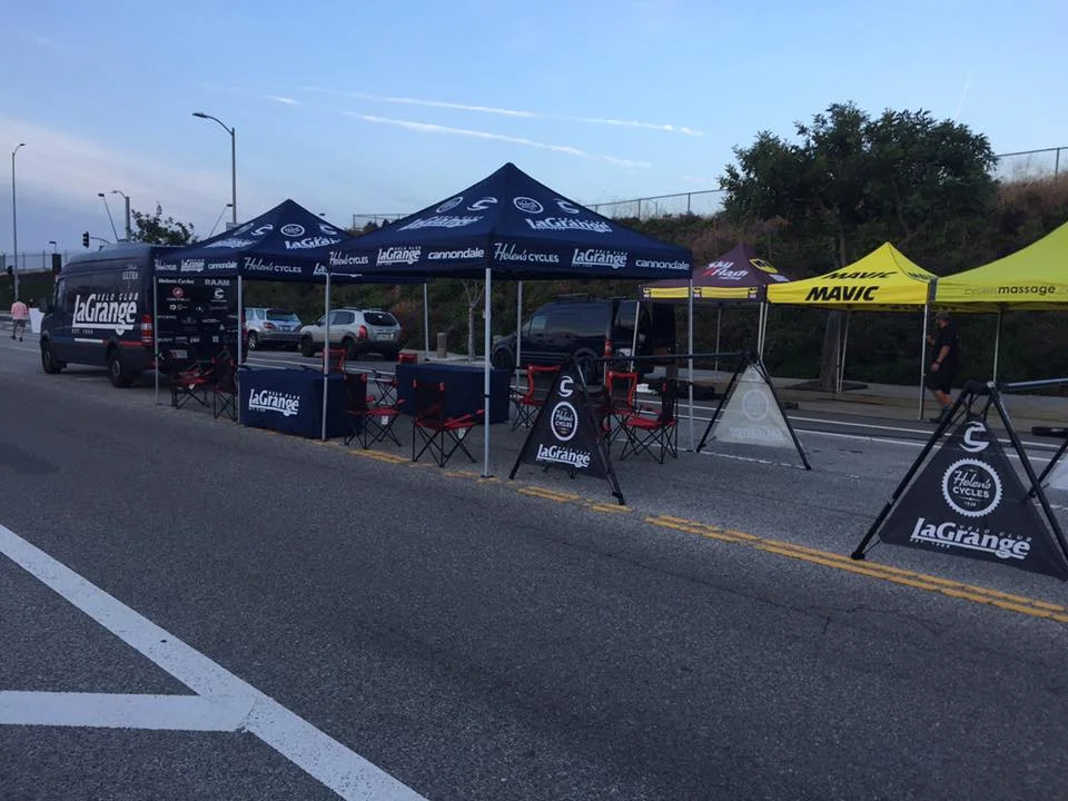 Camp LG was up and running at daybreak for this year's LA Circuit Race on Westchester Parkway.