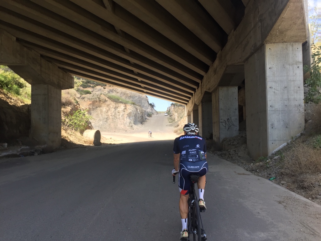 Some shade before the left turn up the mountain.